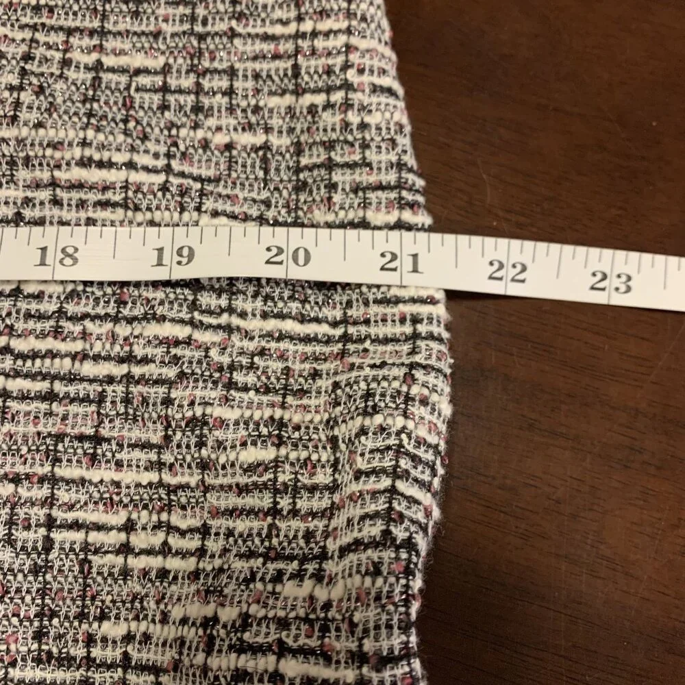 NWT Loft L/P Tweed Woven Ruffle‎ Metallic Cotton Midi Skirt